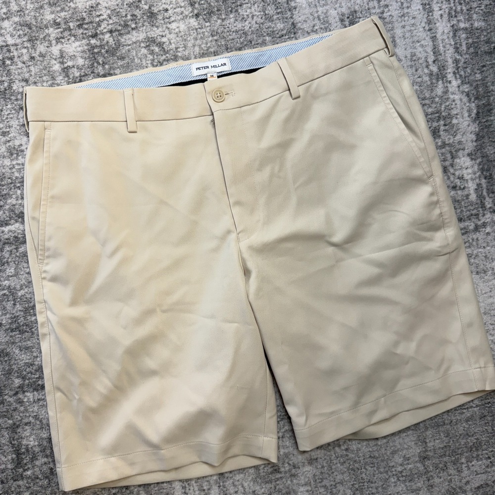 Peter Millar Shorts Mens 34 Stone Beige Salmen Performance Classic Fit Golf 8"